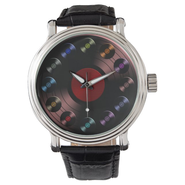 70er Retro Vinyl Record Armbanduhr (Vorderseite)