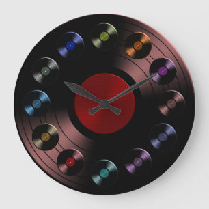 70er Retro Vinyl Record Große Wanduhr