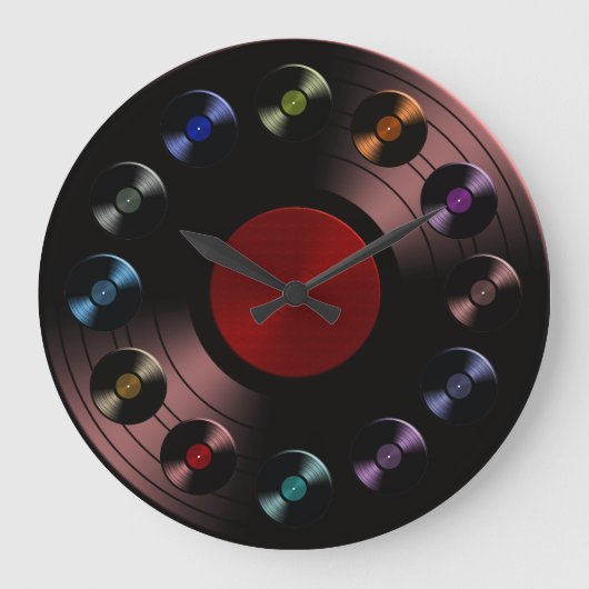 70er Retro Vinyl Record Große Wanduhr (Vorderseite)