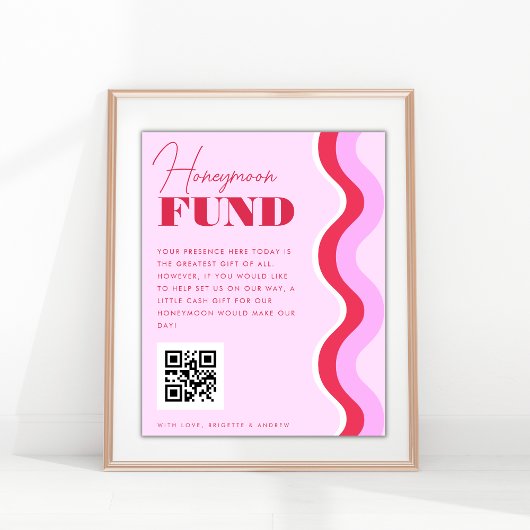 70er Retro Wave Pink und Red Honeymoon Fund Signie Poster
