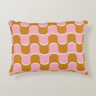 70er Retro-Wellenmuster in Gold und Rosa Dekokissen