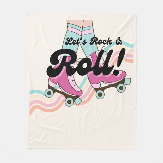 70er Rock and ROLL Roller Skaten Deco Retro Room Fleecedecke (Vorderseite)