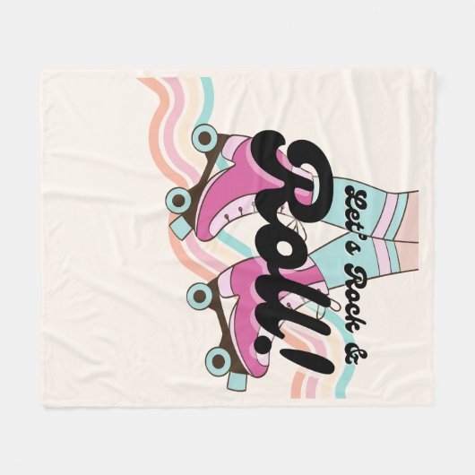 70er Rock and ROLL Roller Skaten Deco Retro Room Fleecedecke (Vorderseite (Horizontal))