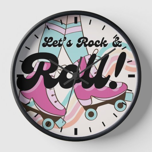 70er Rock and ROLL Roller Skaten Deco Retro Room Uhr (Vorderseite)