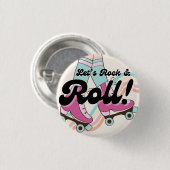 70er Rock und ROLL Roller Skaten-Gastgeschenke Button (Vorne & Hinten)