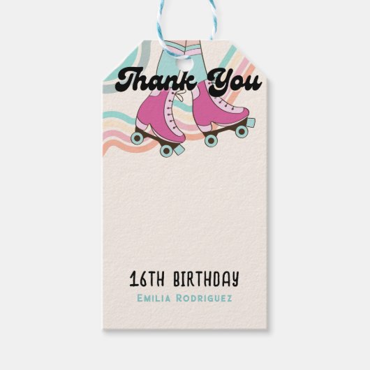 70er Rock und ROLL Roller Skaten-Gastgeschenke Geschenkanhänger (Vorderseite)