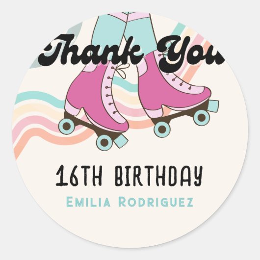 70er Rock und ROLL Roller Skaten Gastgeschenks Ges Runder Aufkleber (Vorderseite)