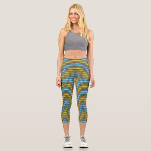 70er schottisches Tartan-Muster Capri Leggings