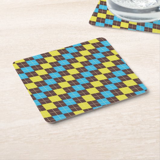 70er schottisches Tartan-Muster Rechteckiger Pappuntersetzer (angewinkelt)
