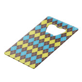 70er Scottish Tartan-Pattern Geldkarten Flaschenöffner (Rückseite Schrägansicht)