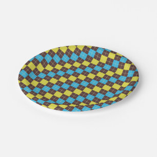 70er Scottish Tartan-Pattern Pappteller