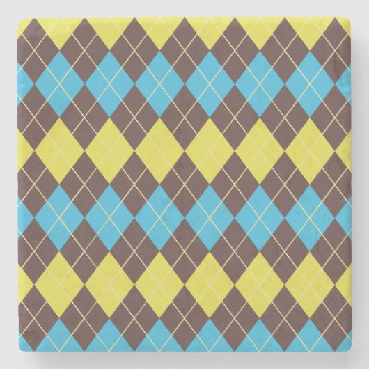 70er Scottish Tartan-Pattern Steinuntersetzer (Vorderseite)