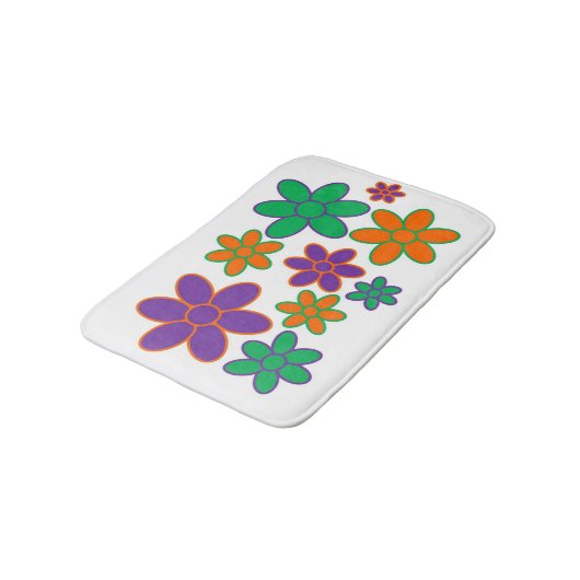 70er Style Blume Bath Mat Badematte (Schrägansicht)