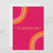 70er Style Bright Hot Pink Bold Retro Wedding Einladung (Rückseite)