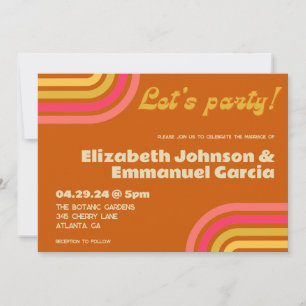 70er Style Burnt Orange Retro Budget Wedding Einladung