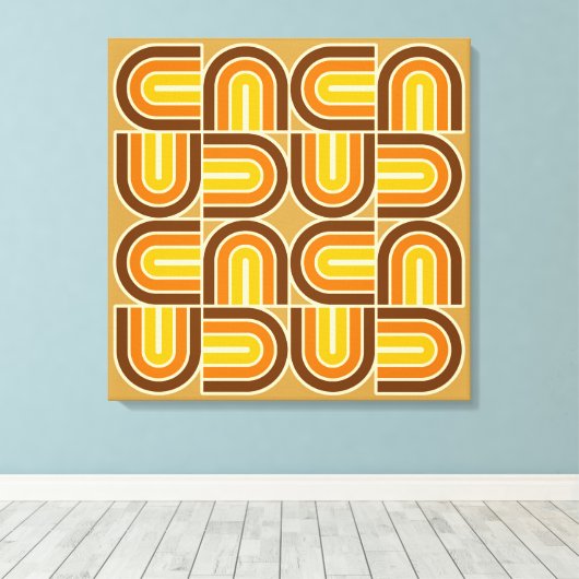 70er Style Geometric Arch Pattern Leinwanddruck (Insitu (Holzboden))