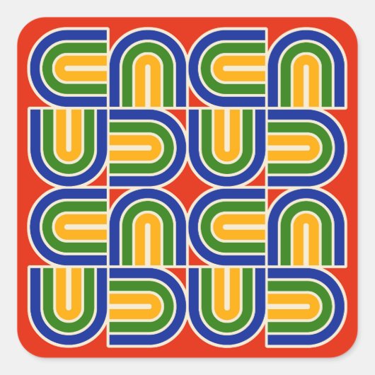 70er Style Geometric Arch Pattern Quadratischer Aufkleber (Vorderseite)
