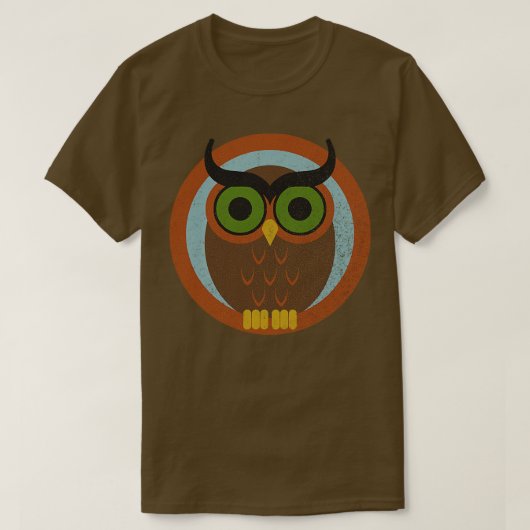 70er Style Owl verblasst Hat T-Shirt (Design vorne)