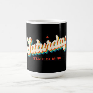 70er Style Samstag Staat des Mind Retro Logos Kaffeetasse