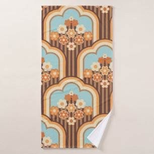70er-Tapete nahtloses Design, Vintage Blume  Badehandtuch