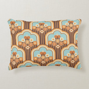 70er-Tapete nahtloses Design, Vintage Blume  Dekokissen