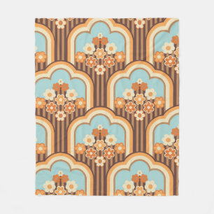 70er-Tapete nahtloses Design, Vintage Blume  Fleecedecke