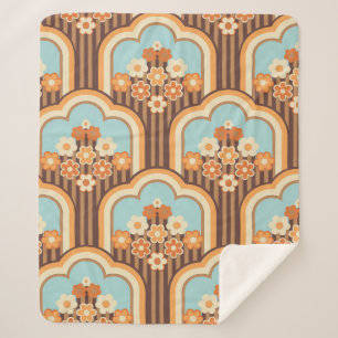 70er-Tapete nahtloses Design, Vintage Blume  Sherpadecke