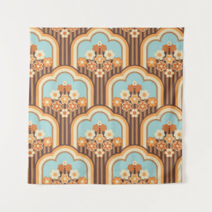 70er-Tapete nahtloses Design, Vintage Blume Wandteppich