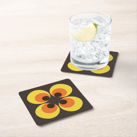 70er Tapete Rechteckiger Pappuntersetzer (Vor Ort)