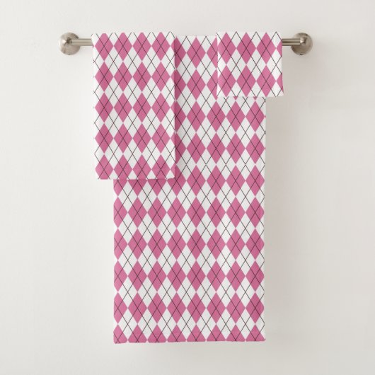 70er-Tartan-Muster Rosa Badhandtuch Set (Insitu)