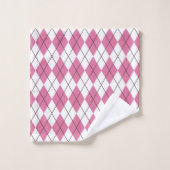 70er-Tartan-Muster Rosa Badhandtuch Set (Waschlappen)