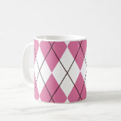 70er-Tartan-Muster Rosa Kaffeetasse (Vorderseite Links)
