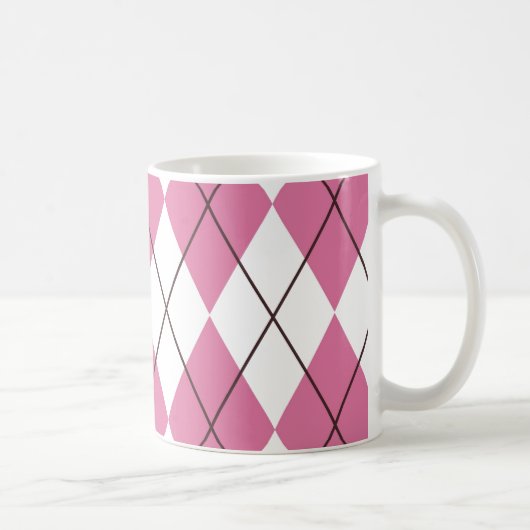 70er-Tartan-Muster Rosa Kaffeetasse (Rechts)