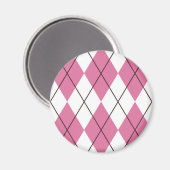 70er-Tartan-Muster Rosa Magnet (Vorderseite/Rückseite)