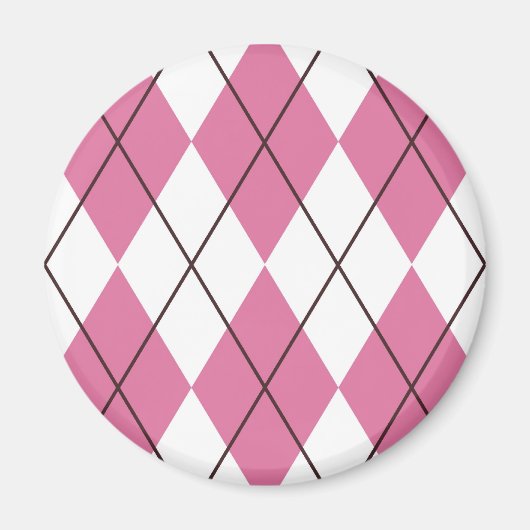 70er-Tartan-Muster Rosa Magnet (Vorne)