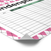 70er-Tartan-Muster Rosa Poster (Ecke)
