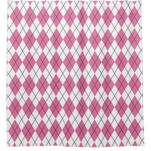 70er Tartan-Pattern Pinky Duschvorhang (Vorderseite)