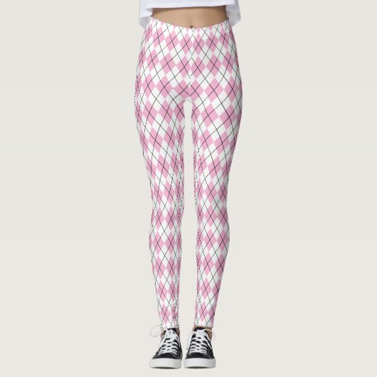 70er Tartan-Pattern Pinky Leggings (Vorderseite)