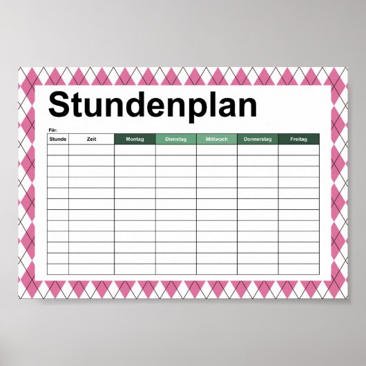 70er Tartan-Pattern Pinky Poster (Vorne)