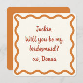 70er Vibe Personalisiert Bridesmaid oder MOH-Vorsc Einladung (Vorne/Hinten)