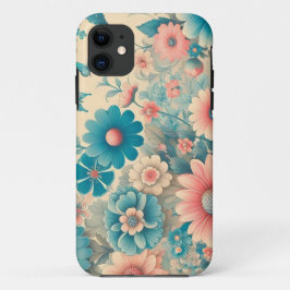 70er Vintag Meadow Blue & Pink Florals Case-Mate iPhone Hülle