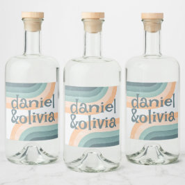 70er Vintag Rainbow Wedding Alkoholflaschenetikett