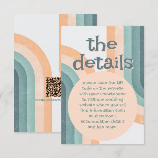 70er Vintag Rainbow Wedding Begleitkarte (Vorne/Hinten)