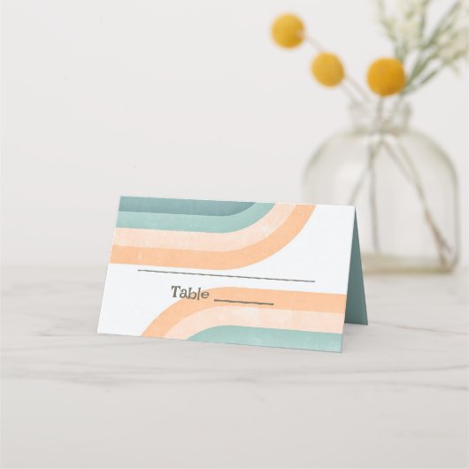 70er Vintag Rainbow Wedding Platzkarte (Vorderseite)