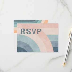 70er Vintag Rainbow Wedding RSVP Karte