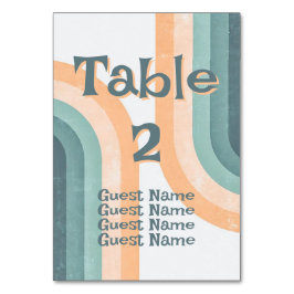 70er Vintag Rainbow Wedding Tischnummer