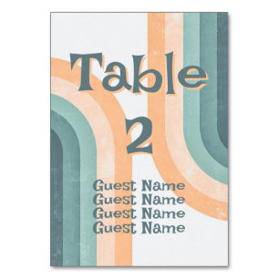 70er Vintag Rainbow Wedding Tischnummer