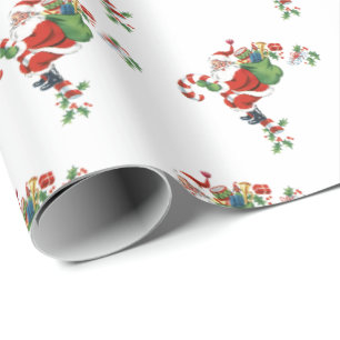 70er Vintag Santa Christmas Vintag Retro Geschenkpapier
