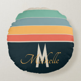 70er Vintag Strip Muster benutzerdefinierte Anfang Rundes Kissen