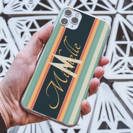 70er Vintage farbige Streifen Monogramm Case-Mate iPhone Hülle